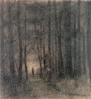 Figure in a Dark Wood by Herbert Crowley Oil Painting