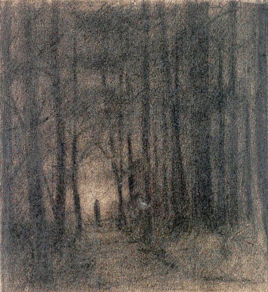 Main Product Photo of Figure in a Dark Wood  Painting by Herbert Crowley