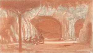 Figures Resting by a Cave Oil painting by Herbert Crowley