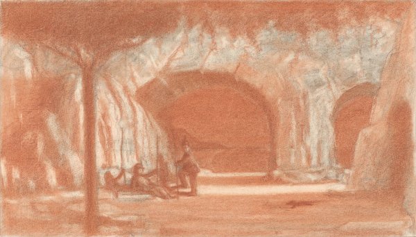 Figures Resting by a Cave  by Herbert Crowley - Hand-Painted Oil Painting Reproduction