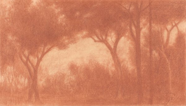 Main Product Photo of Forest Landscape with a Clearing  Painting by Herbert Crowley
