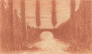 Landscape with Bridge and Cypress Trees by Herbert Crowley Oil Painting