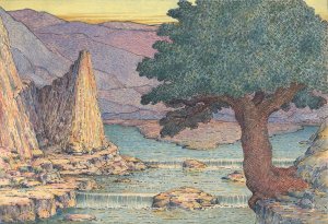 River Landscape with Rapids by Herbert Crowley Oil Painting