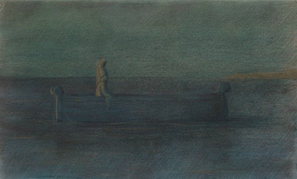 Two Cloaked Figures in a Boat  by Herbert Crowley - Hand-Painted Oil Painting Reproduction