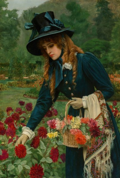 The flower girl  by Herbert Gustave Schmalz - Hand-Painted Oil Painting Reproduction