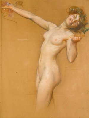 Bacchante, study for the vintage morn by Herbert James Draper Oil Painting