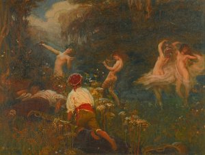 First Sketch For The Vintage Morn by Herbert James Draper Oil Painting