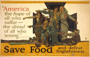 America, the hope of all who suffer, the dread of all who wrong, Whittier. Save food and defeat frightfulness by Herbert Paus Oil Painting