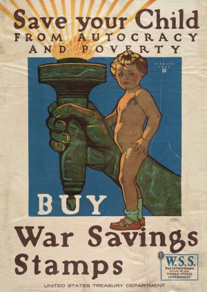 Save your child from autocracy and poverty Buy war savings stamps by Herbert Paus Oil Painting