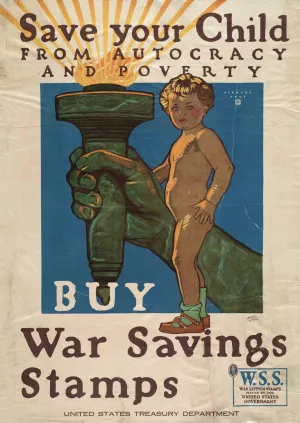 Save your child from autocracy and poverty Buy war savings stamps Oil painting by Herbert Paus