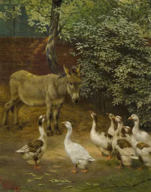In The Farmyard by Herbert William Weekes Oil Painting
