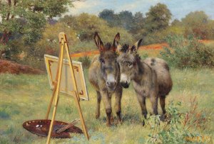 The Unlikely Connoisseurs by Herbert William Weekes Oil Painting