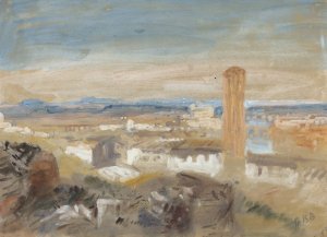 A Campanile among Ruins by Hercules Brabazon Brabazon Oil Painting