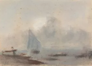 A Sailing Ship near Shore by Hercules Brabazon Brabazon Oil Painting