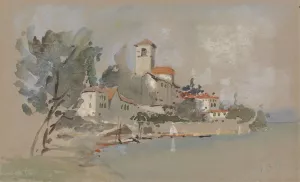 A Villa near the Sea by Hercules Brabazon Brabazon Oil Painting
