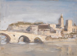 Avignon; Bridge over a River by Hercules Brabazon Brabazon Oil Painting