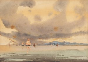 Euganian Hills from the Lagoon — Low Tide by Hercules Brabazon Brabazon Oil Painting