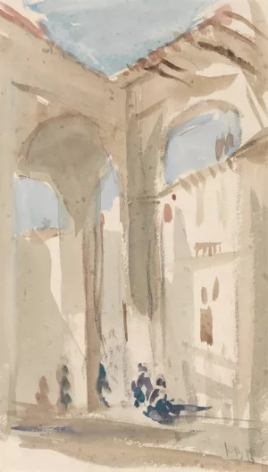 Figures in an eastern colonnade Oil painting by Hercules Brabazon Brabazon