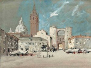 Piazza Dei Signori, Padua by Hercules Brabazon Brabazon Oil Painting