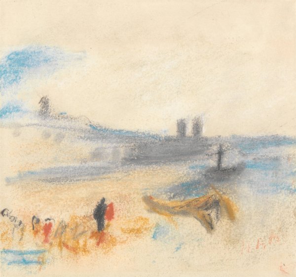 Main Product Photo of Port with Moored Steamship Painting by Hercules Brabazon Brabazon