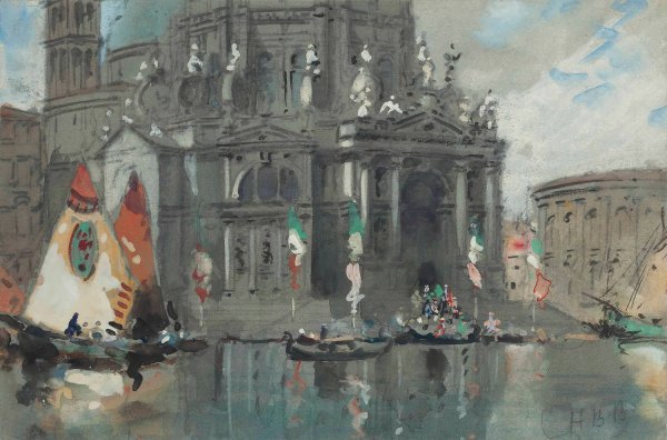 Santa Maria Della Salute, Venice by Hercules Brabazon Brabazon - Hand-Painted Oil Painting Reproduction