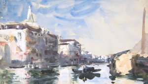 Scene on the Grand Canal, Venice by Hercules Brabazon Brabazon Oil Painting