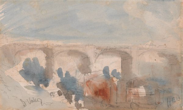 Main Product Photo of The Bridge at St. Valery Painting by Hercules Brabazon Brabazon