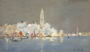 Venetian Capriccio with a Campanile by Hercules Brabazon Brabazon Oil Painting