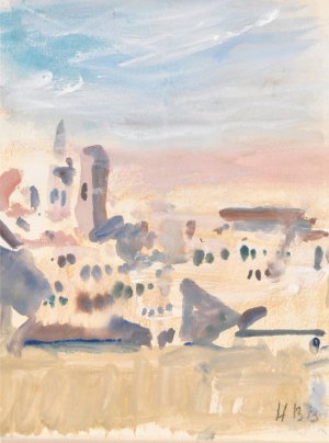 View of a town by Hercules Brabazon Brabazon Oil Painting