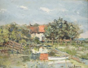 Farm in summer by Herman Bogaerd Oil Painting