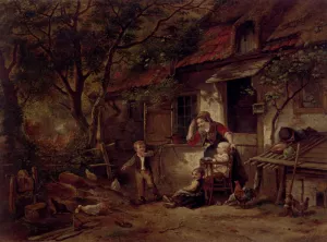 The Farmyard Thief by Herman Frederik Kate - Oil Painting Reproduction