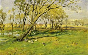 Hackensack, New Jersey, Fisher's Pond by Herman Hartwich Oil Painting