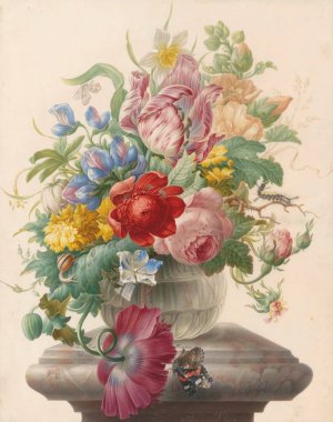 Bloemen in vaas met Atalanta by Herman Henstenburgh Oil Painting