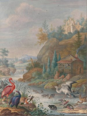 Gevogelte bij een bergstroom by Herman Henstenburgh Oil Painting