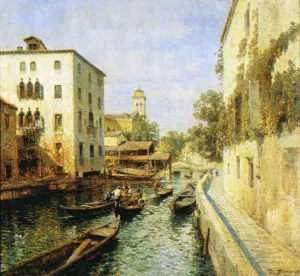 Canal in Venice Oil painting by Herman Herzog