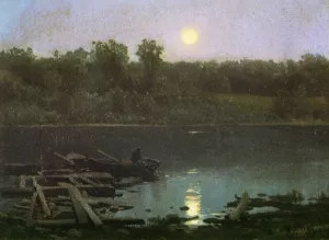 Fishing for Supper painting by Herman Herzog