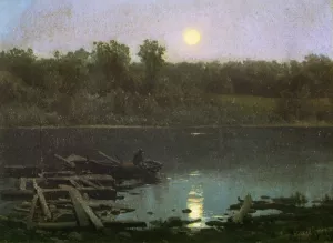 Fishing for Supper Oil painting by Herman Herzog
