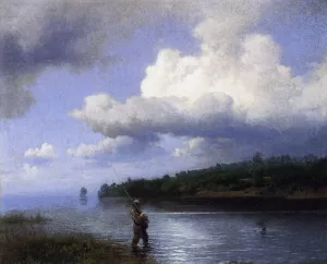 Fly Fishing by Herman Herzog Oil Painting