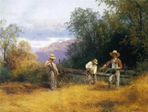 Gathering the Rye by Herman Herzog - Oil Painting Reproduction