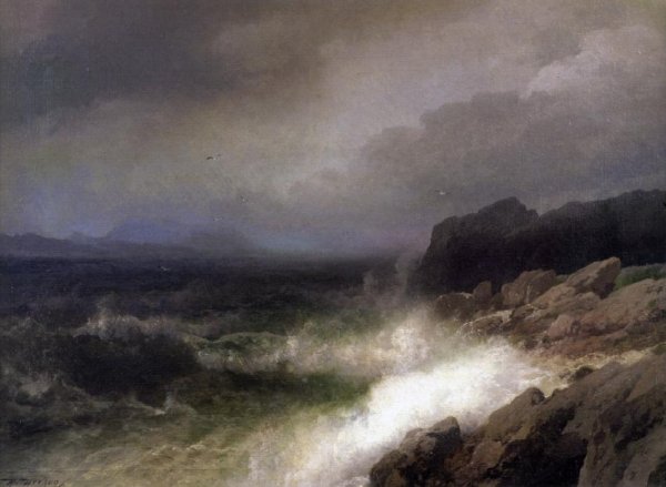 Maine Coast Near Bar Harbor by Herman Herzog - Hand-Painted Oil Painting Reproduction