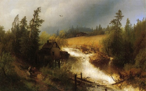 Main Product Photo of The Old Watermill Painting by Herman Herzog