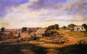 Guenther's Mill on LIfe Oak Creel by Herman Lungkwitz - Oil Painting Reproduction