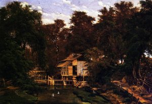 Paggi's Mill on Barton Creek by Herman Lungkwitz Oil Painting