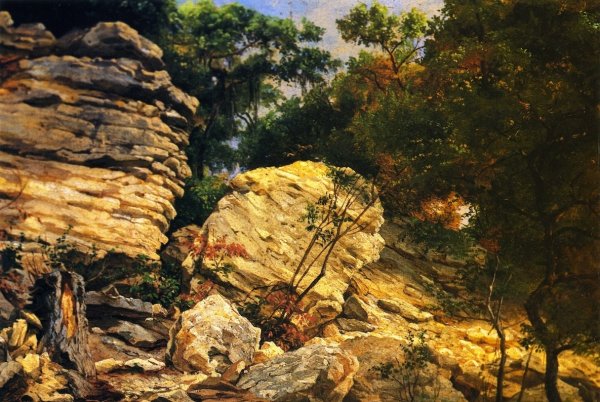 Split Rok on Shoal Creek, Austin by Herman Lungkwitz - Hand-Painted Oil Painting Reproduction