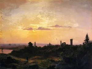 Sunset in Saxony by Herman Lungkwitz Oil Painting