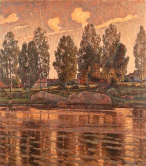 On the River Bank by Herman Norrman Oil Painting