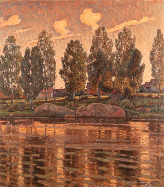 Main Product Photo of On the River Bank  Painting by Herman Norrman