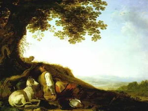 Hunter Sleeping on a Hillside painting by Herman Saftleven Ii