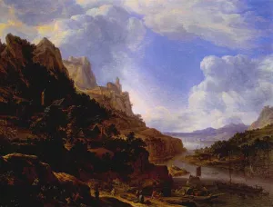 Rhineland Fantasy View Oil painting by Herman Saftleven Ii
