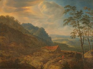 Mountainous Landscape with Farm by Herman Saftleven Oil Painting